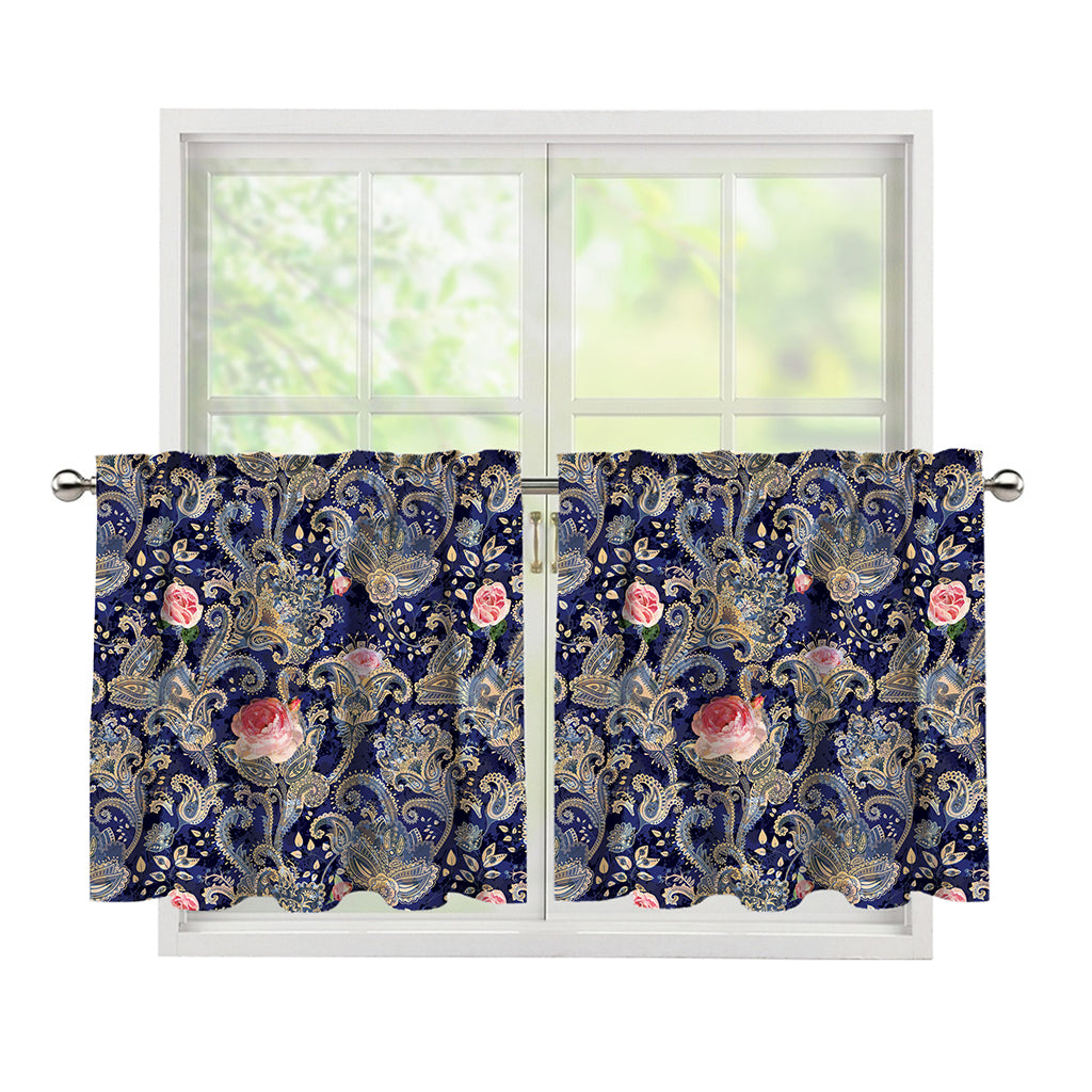 Indian Rose Paisley Pattern Print Tier Curtains