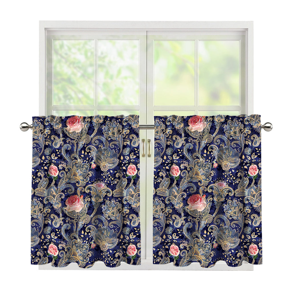 Indian Rose Paisley Pattern Print Tier Curtains