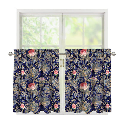 Indian Rose Paisley Pattern Print Tier Curtains