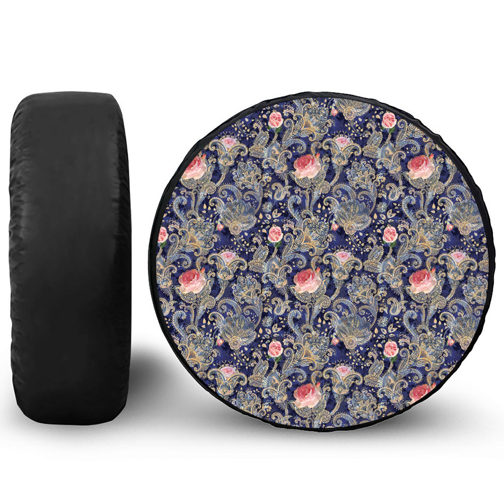Indian Rose Paisley Pattern Print Tire Cover