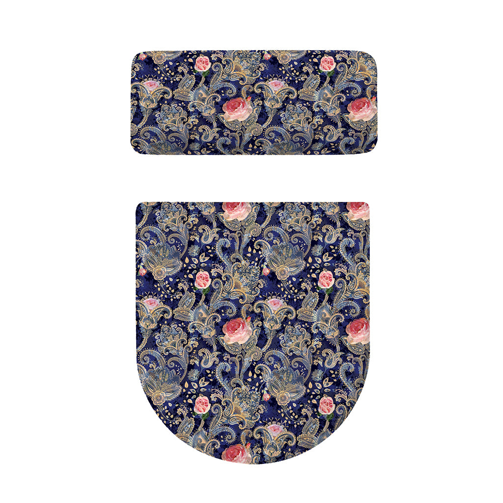 Indian Rose Paisley Pattern Print Toilet Lid And Tank Cover Set