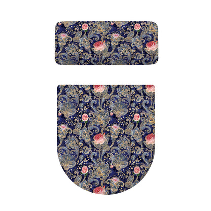 Indian Rose Paisley Pattern Print Toilet Lid And Tank Cover Set