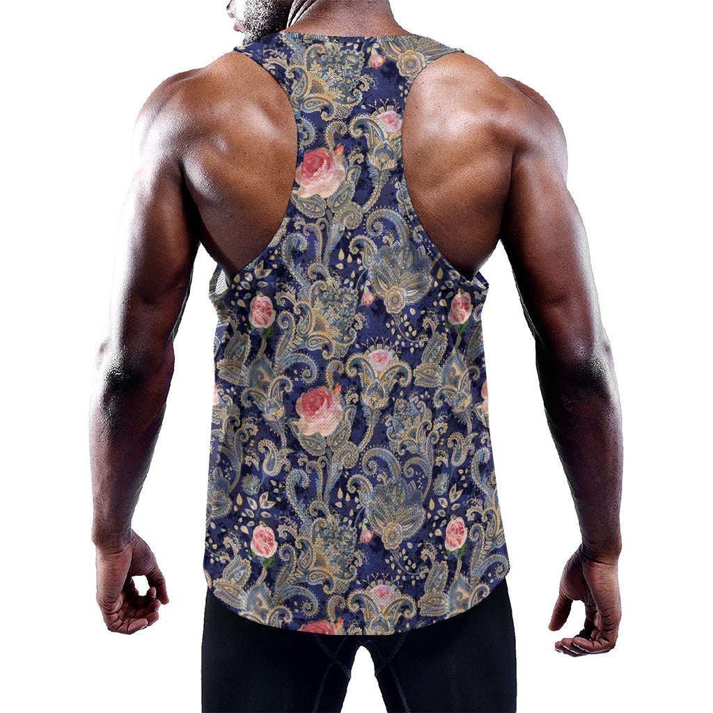 Indian Rose Paisley Pattern Print Training Tank Top