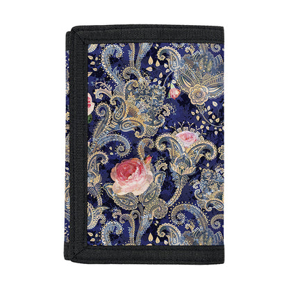 Indian Rose Paisley Pattern Print Trifold Wallet