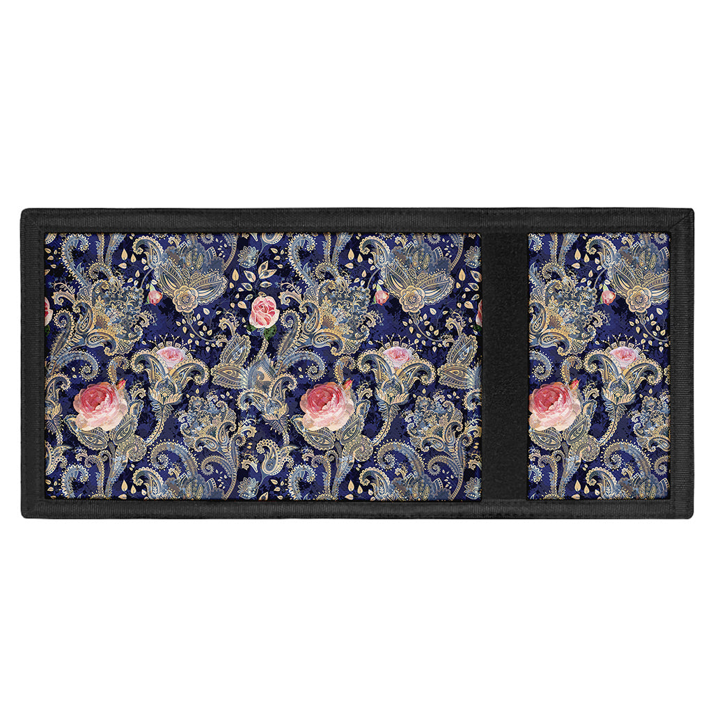 Indian Rose Paisley Pattern Print Trifold Wallet