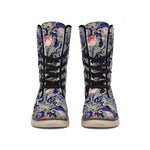 Indian Rose Paisley Pattern Print Winter Boots
