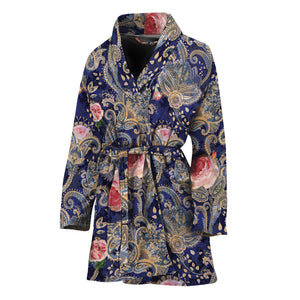 Indian Rose Paisley Pattern Print Women's Bathrobe