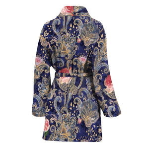 Indian Rose Paisley Pattern Print Women's Bathrobe