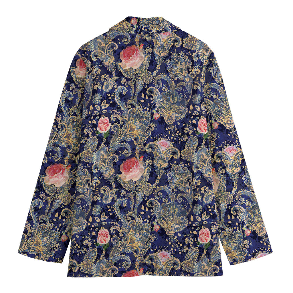 Indian Rose Paisley Pattern Print Women's Cotton Blazer