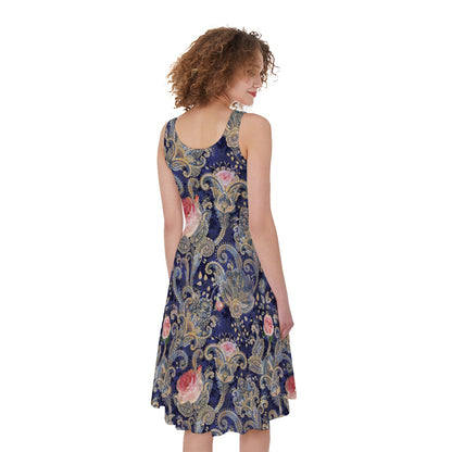 Indian Rose Paisley Pattern Print Women's Sleeveless Dress
