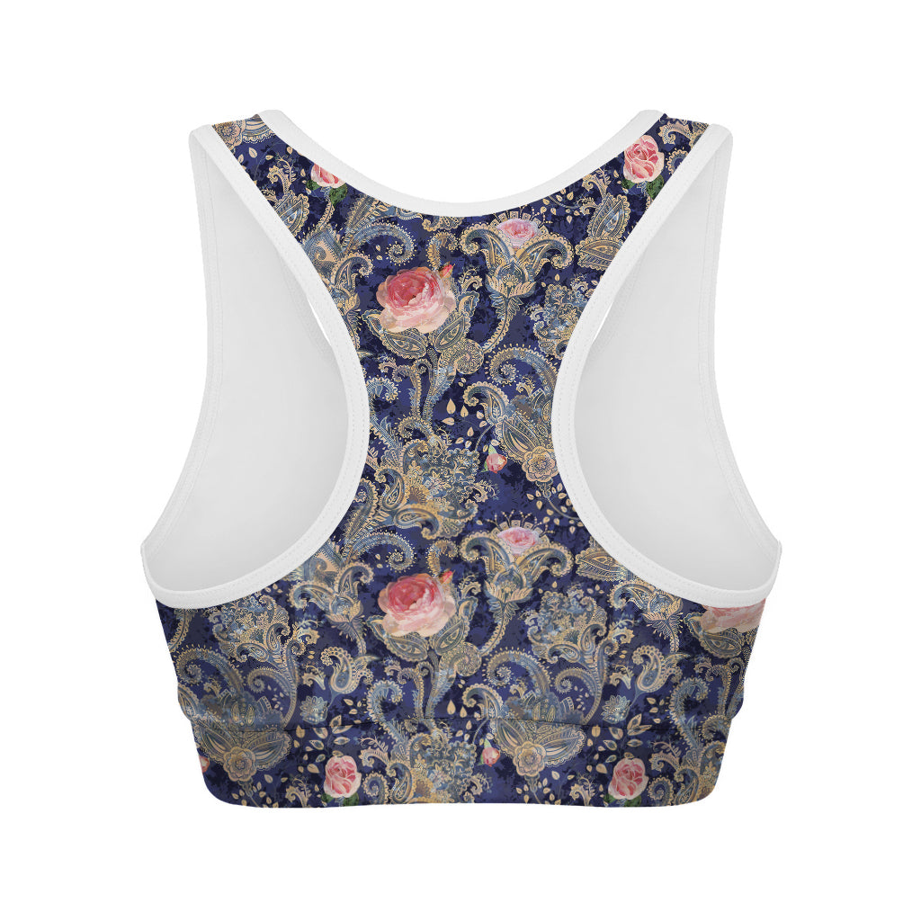 Indian Rose Paisley Pattern Print Women's Sports Bra