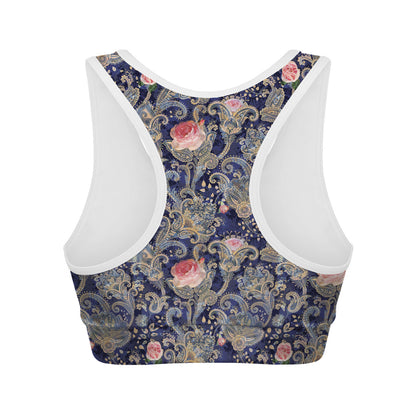 Indian Rose Paisley Pattern Print Women's Sports Bra