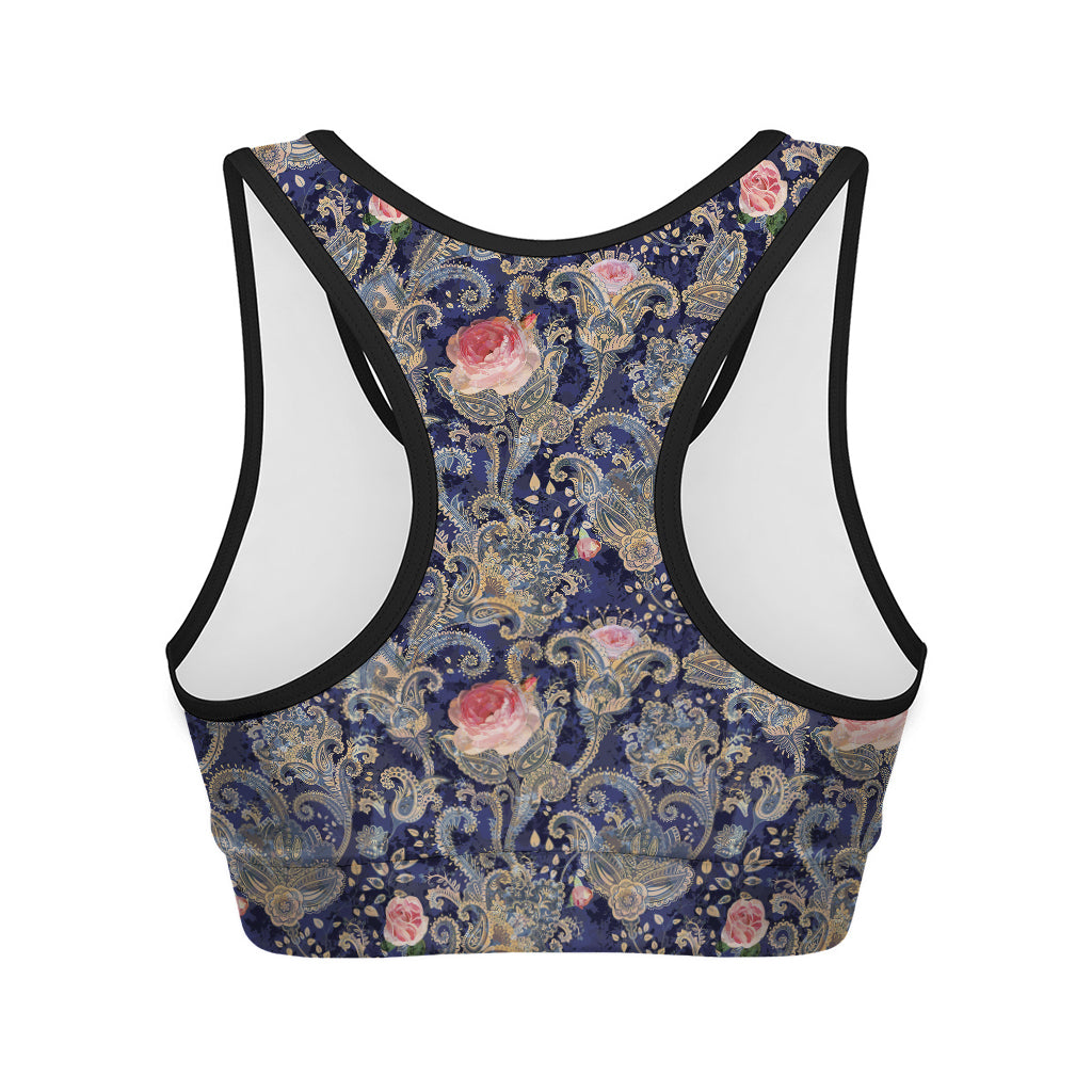 Indian Rose Paisley Pattern Print Women's Sports Bra