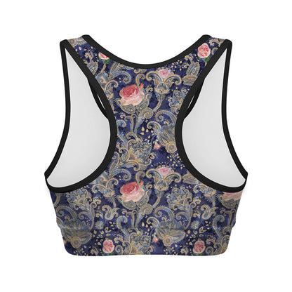 Indian Rose Paisley Pattern Print Women's Sports Bra