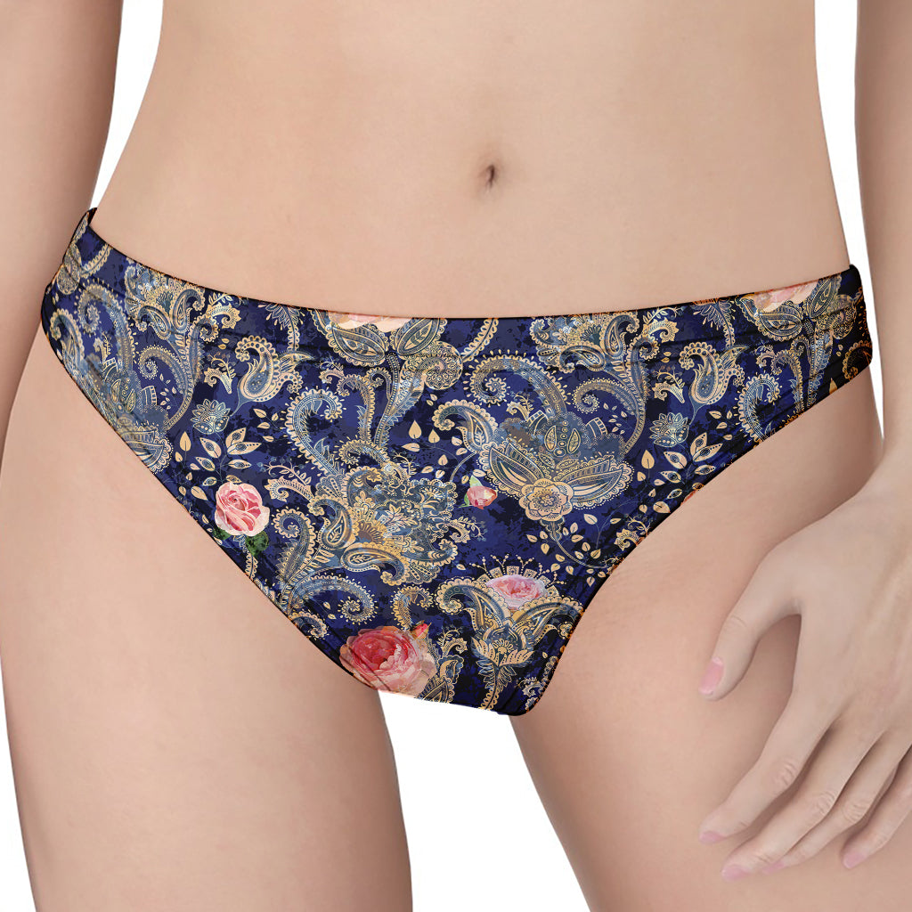 Indian Rose Paisley Pattern Print Women's Thong