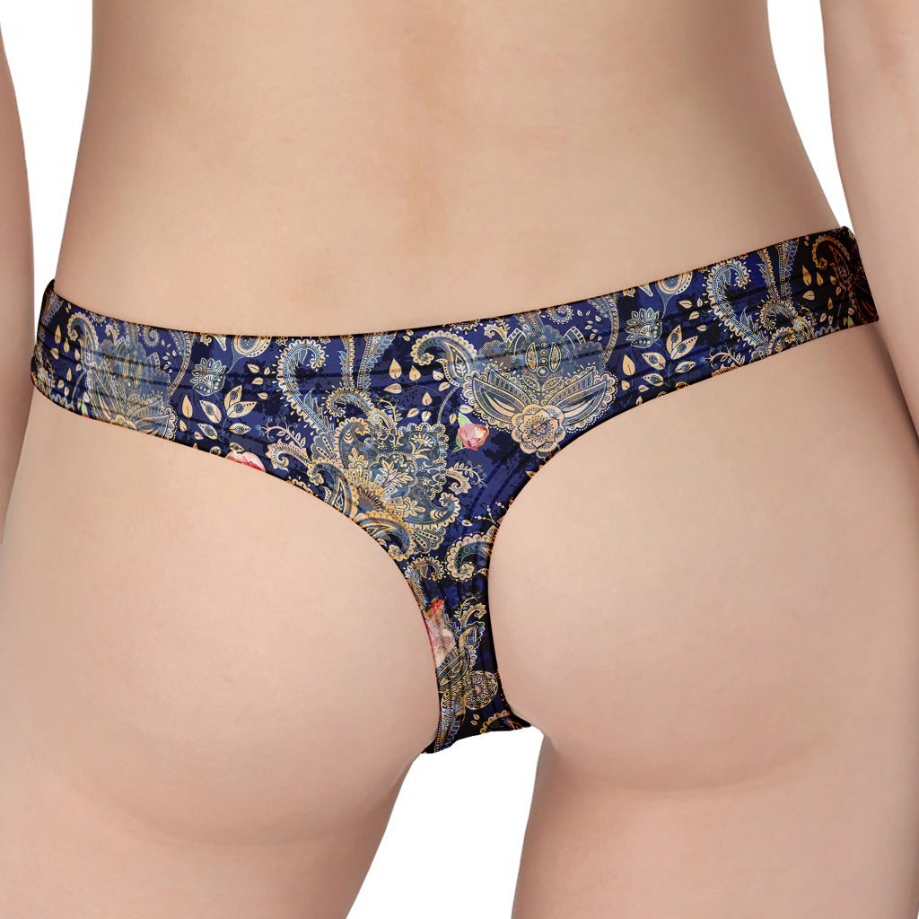 Indian Rose Paisley Pattern Print Women's Thong