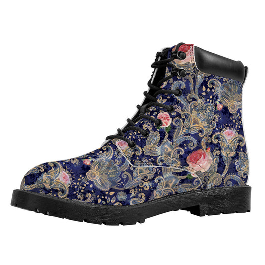 Indian Rose Paisley Pattern Print Work Boots