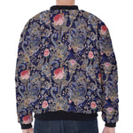 Indian Rose Paisley Pattern Print Zip Sleeve Bomber Jacket