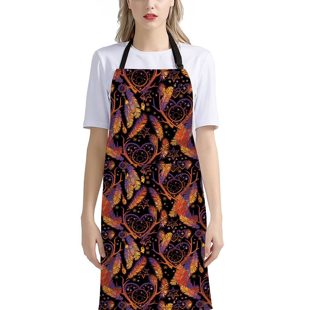 Indian Tribal Dream Catcher Print Bib Apron With Pocket