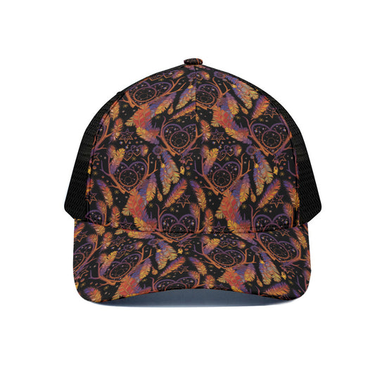 Indian Tribal Dream Catcher Print Black Mesh Trucker Cap