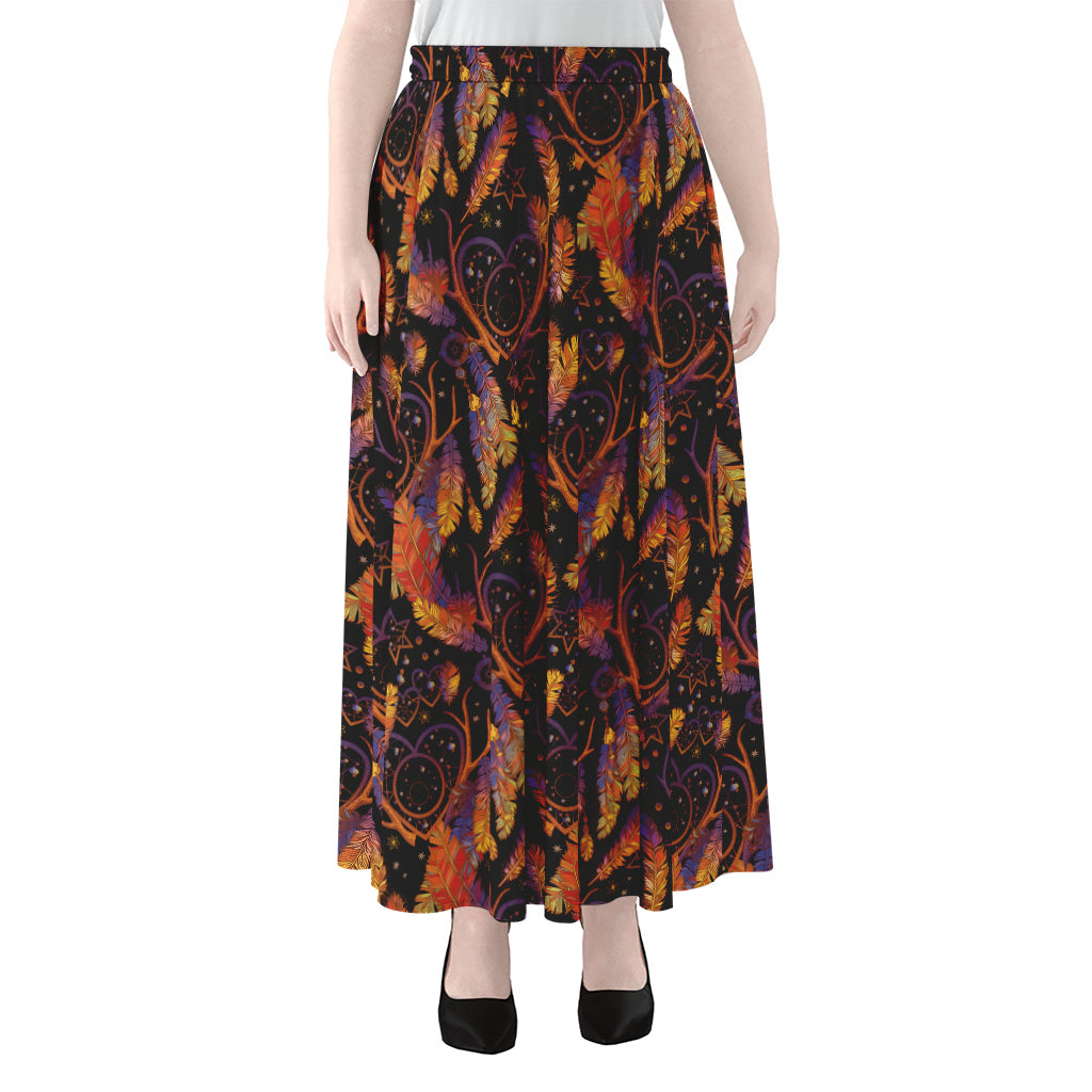 Indian Tribal Dream Catcher Print Chiffon Maxi Skirt
