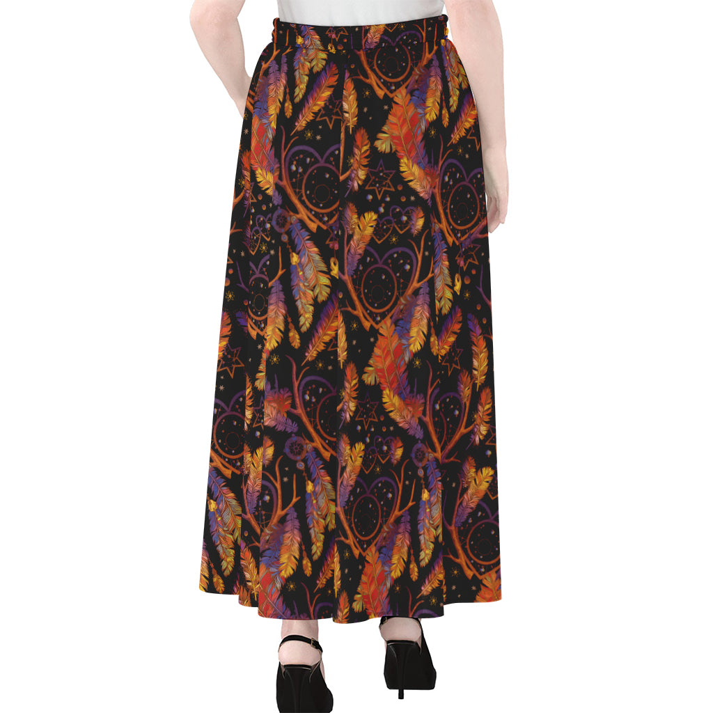 Indian Tribal Dream Catcher Print Chiffon Maxi Skirt
