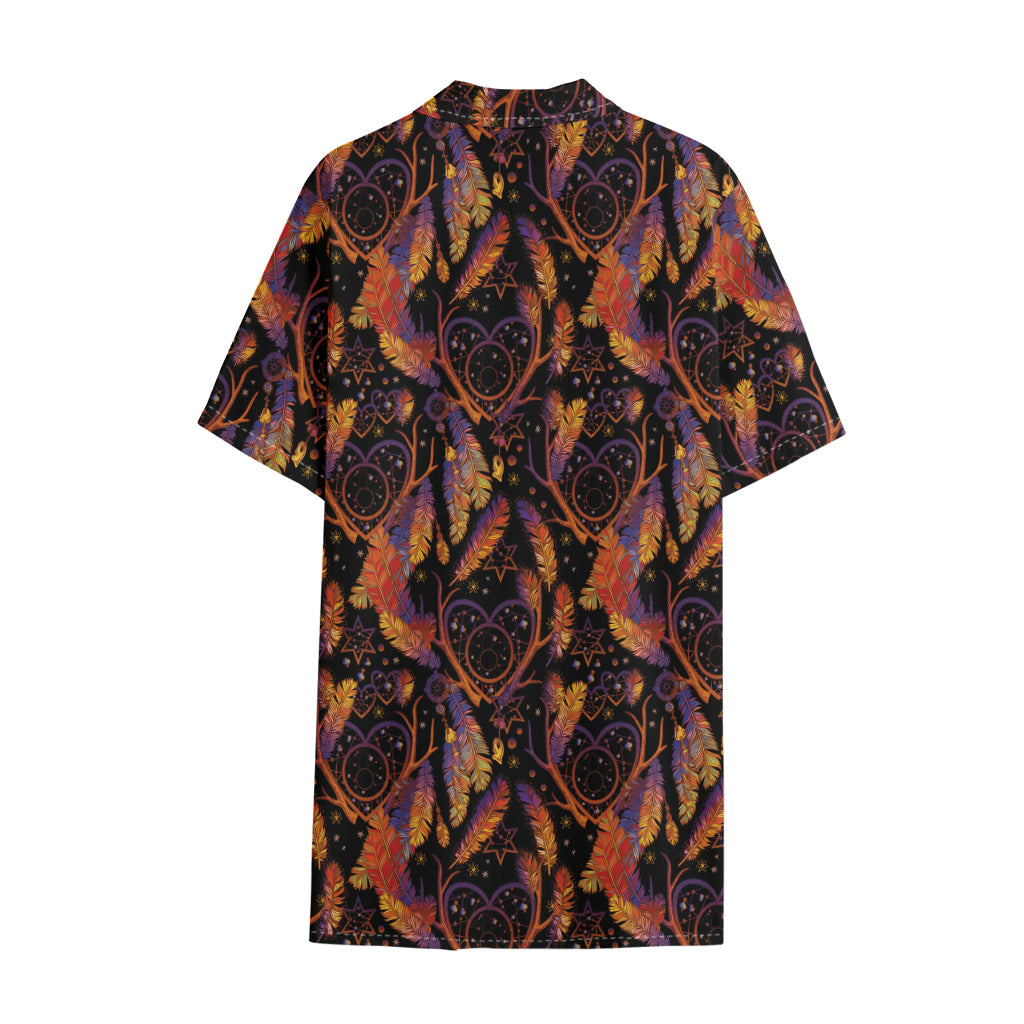 Indian Tribal Dream Catcher Print Cotton Hawaiian Shirt