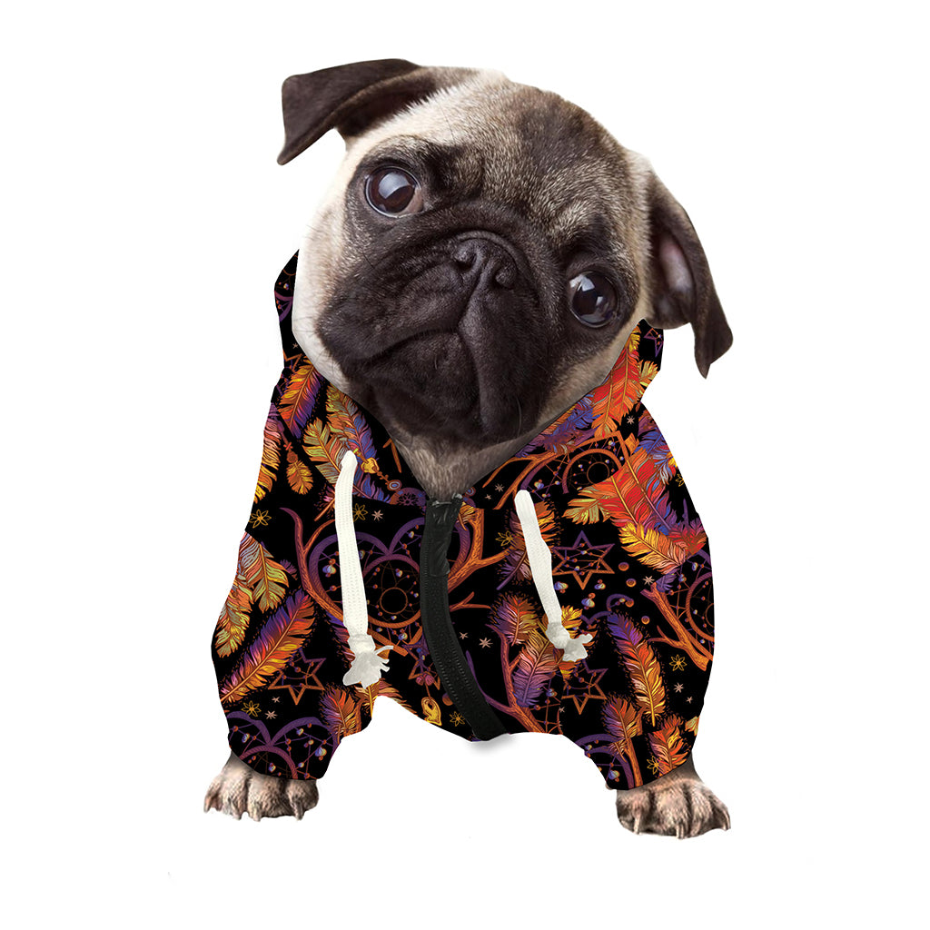 Indian Tribal Dream Catcher Print Dog Zip Up Hoodie