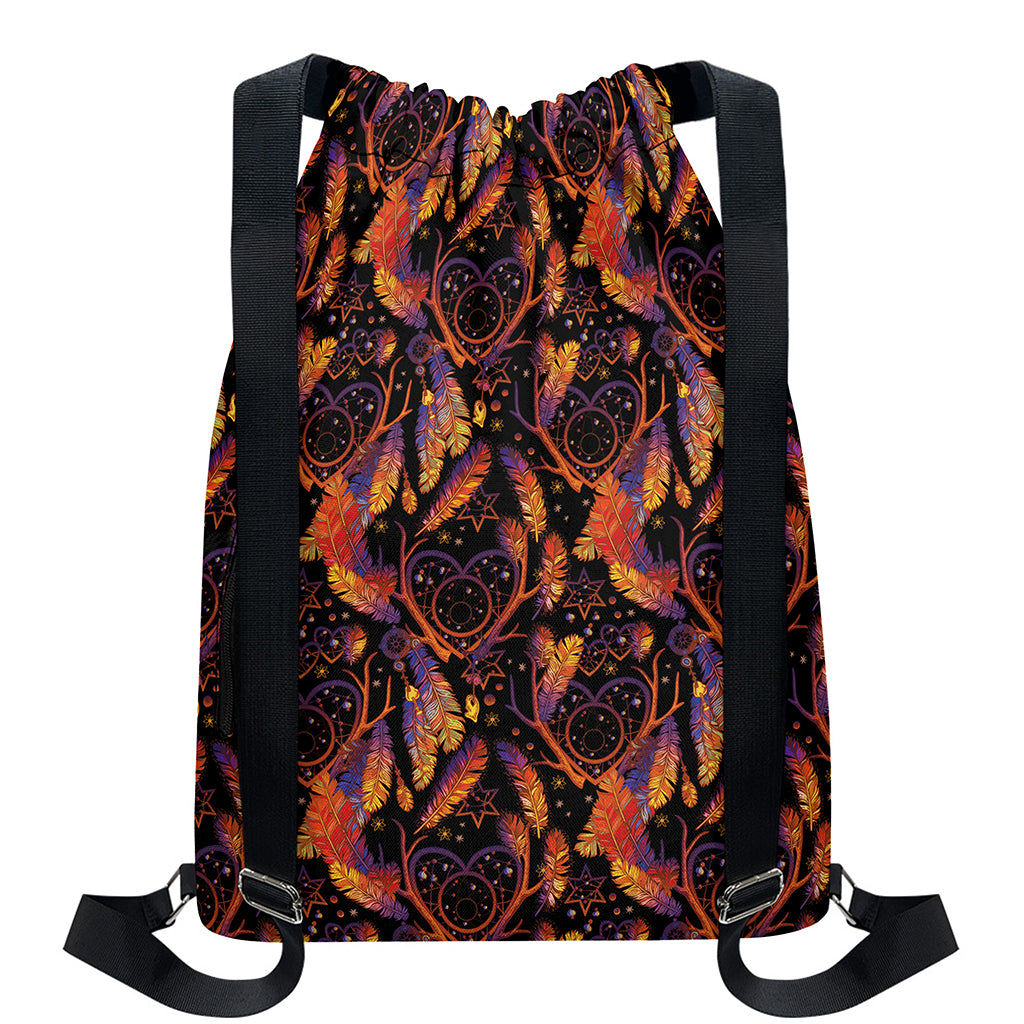 Indian Tribal Dream Catcher Print Drawstring Backpack