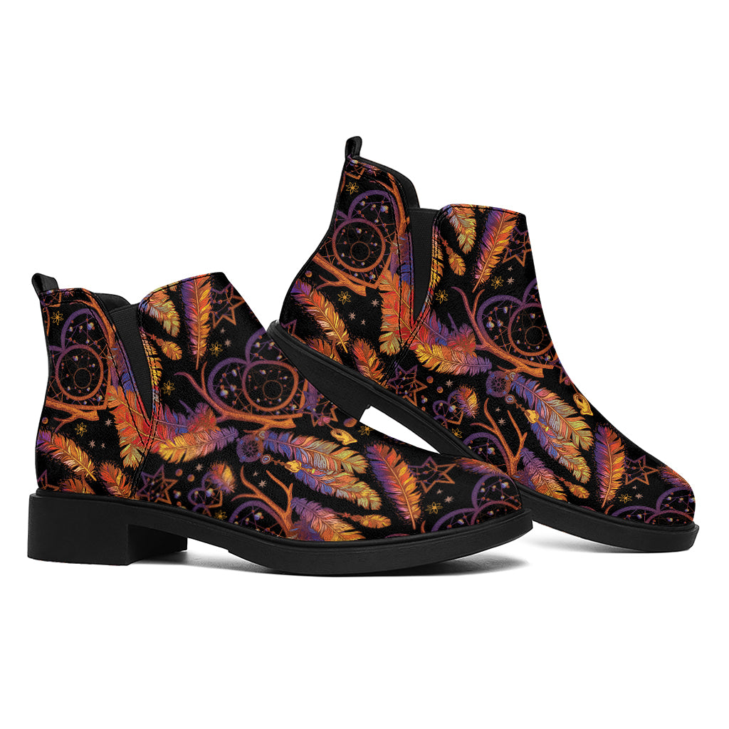 Indian Tribal Dream Catcher Print Flat Ankle Boots