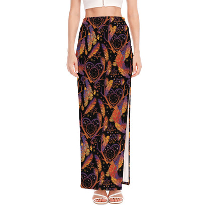 Indian Tribal Dream Catcher Print High Slit Maxi Skirt
