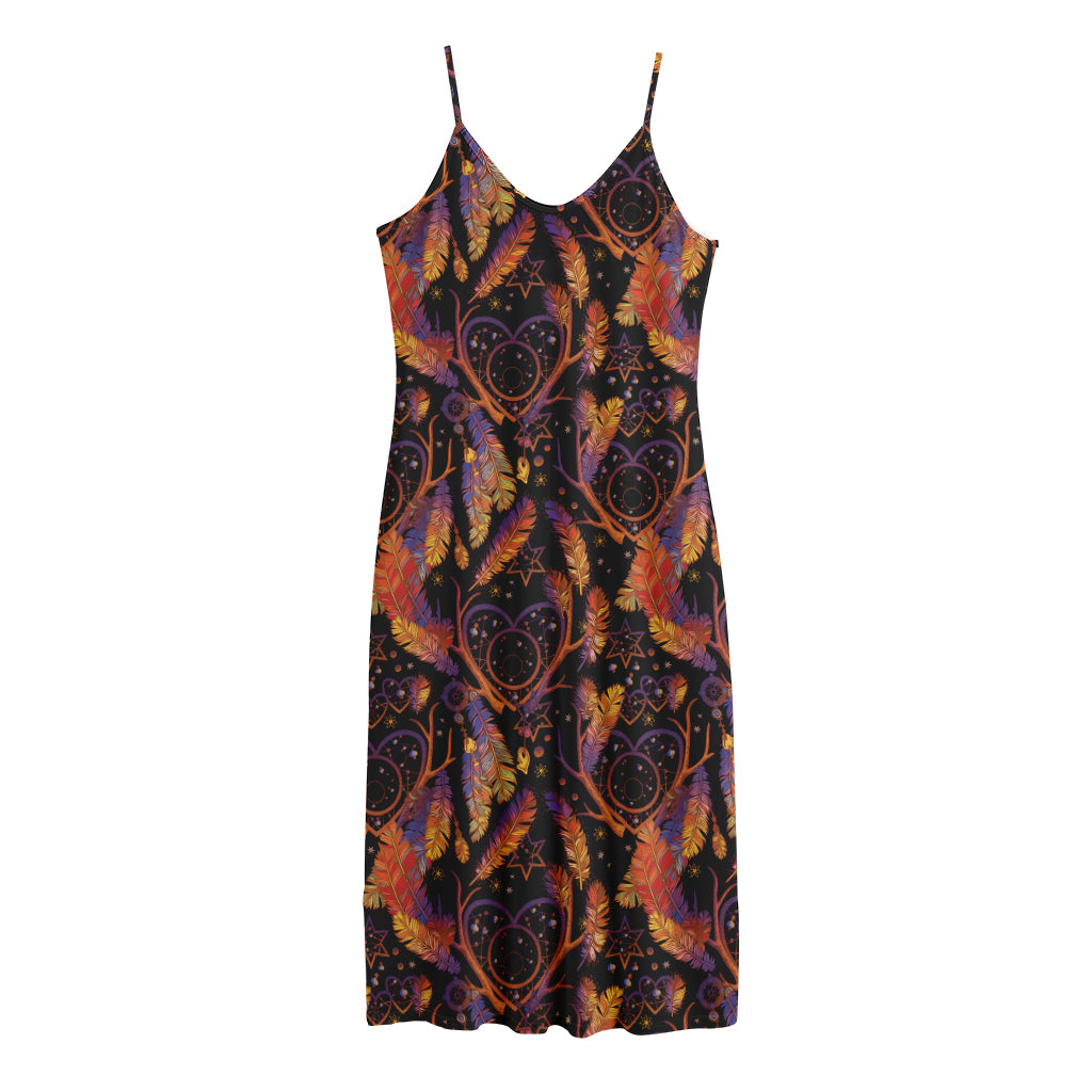 Indian Tribal Dream Catcher Print Jersey Midi Cami Dress