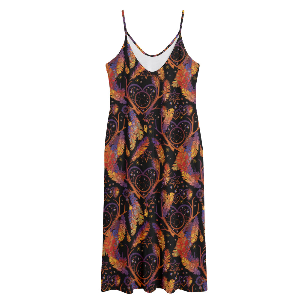 Indian Tribal Dream Catcher Print Jersey Midi Cami Dress