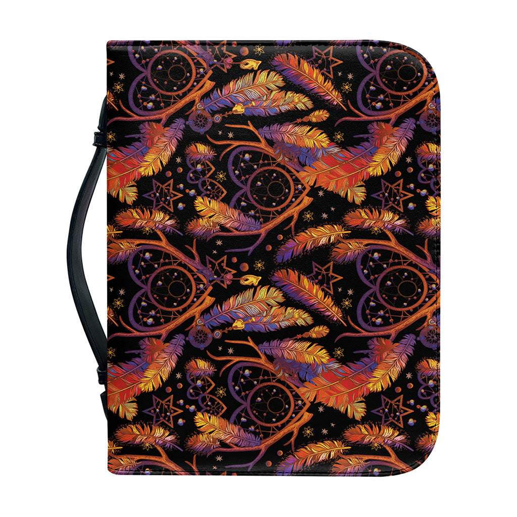Indian Tribal Dream Catcher Print Leather Bible Cover