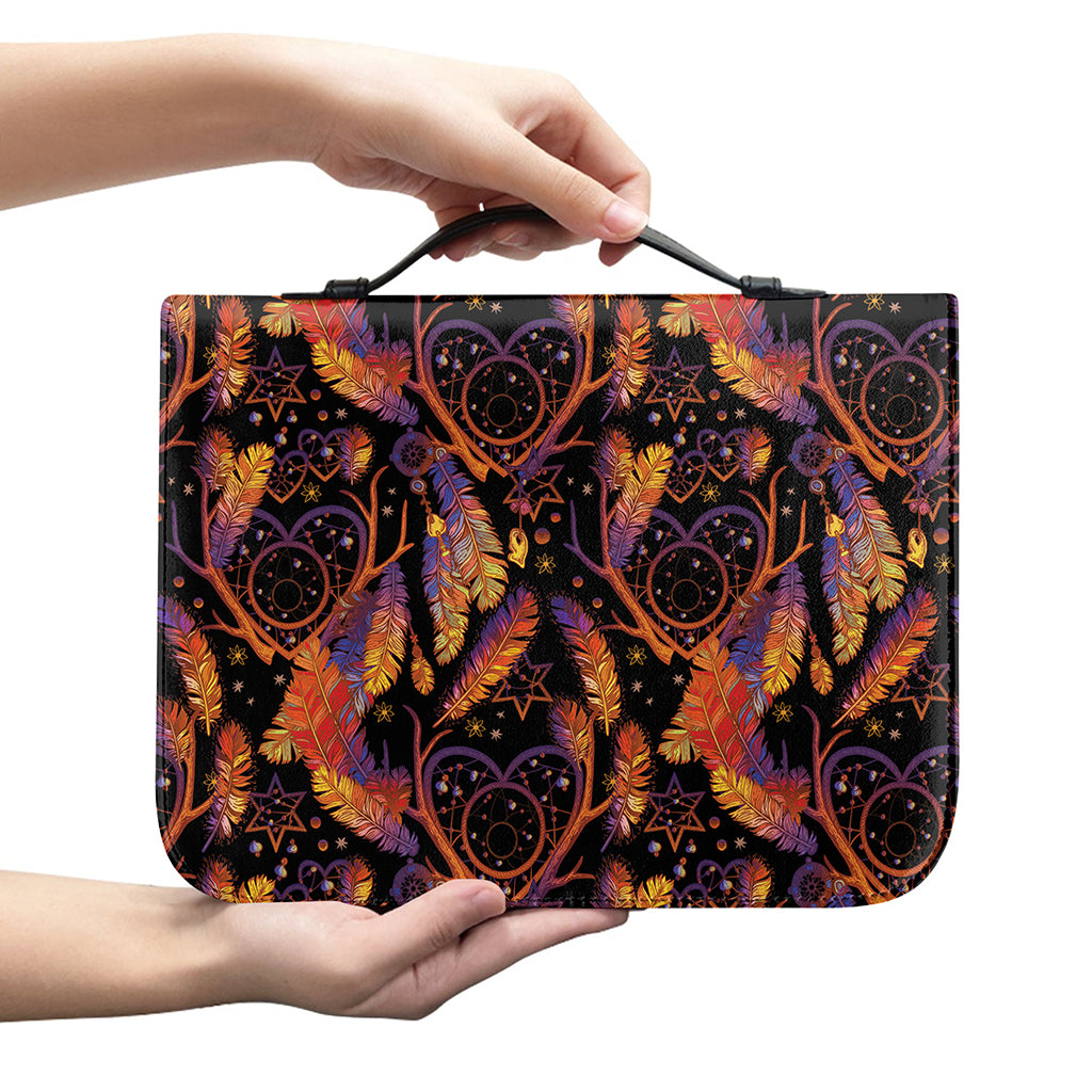 Indian Tribal Dream Catcher Print Leather Bible Cover