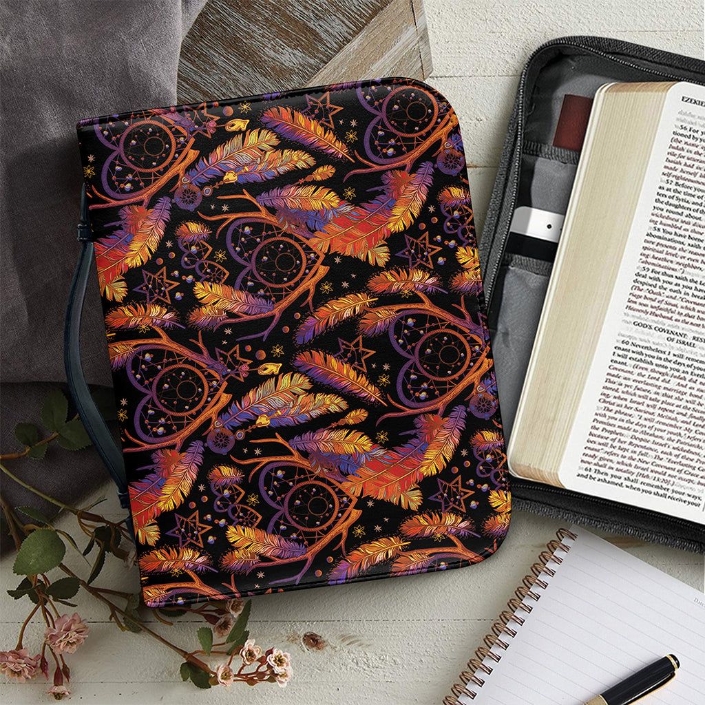 Indian Tribal Dream Catcher Print Leather Bible Cover