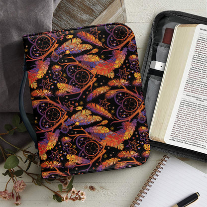 Indian Tribal Dream Catcher Print Leather Bible Cover