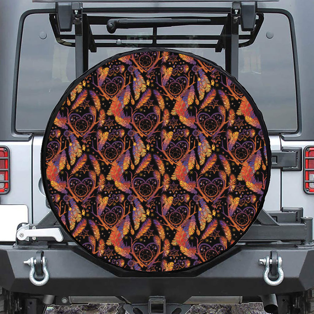 Indian Tribal Dream Catcher Print Leather Spare Tire Cover