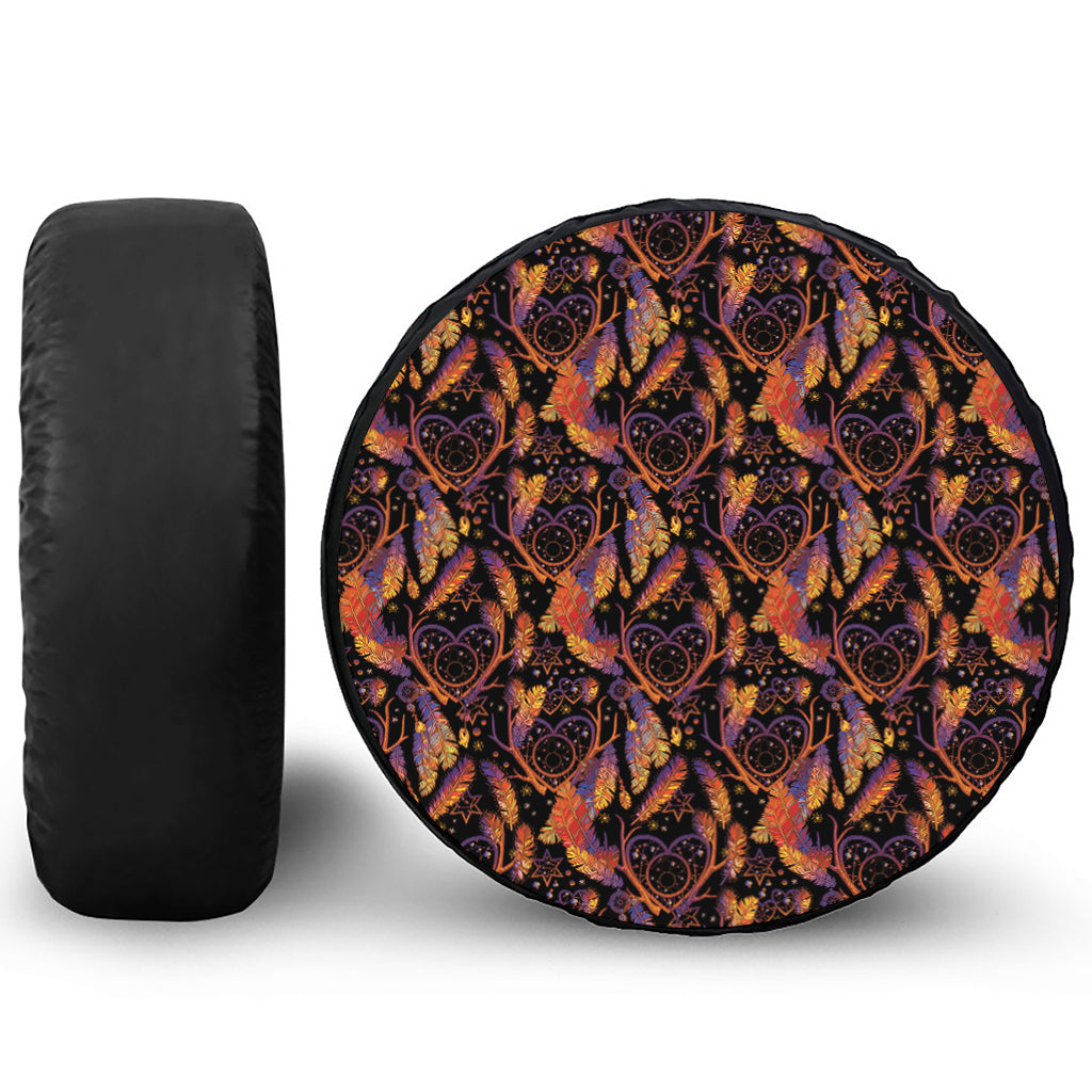 Indian Tribal Dream Catcher Print Leather Spare Tire Cover