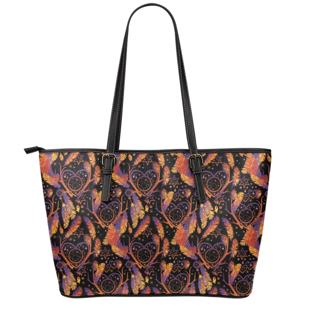 Indian Tribal Dream Catcher Print Leather Tote Bag