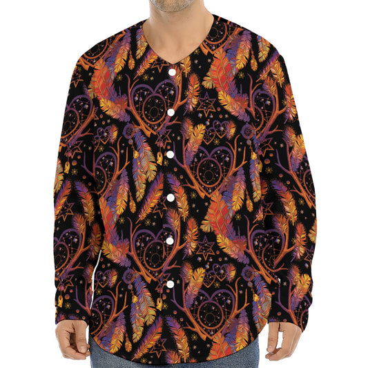 Indian Tribal Dream Catcher Print Long Sleeve Baseball Jersey