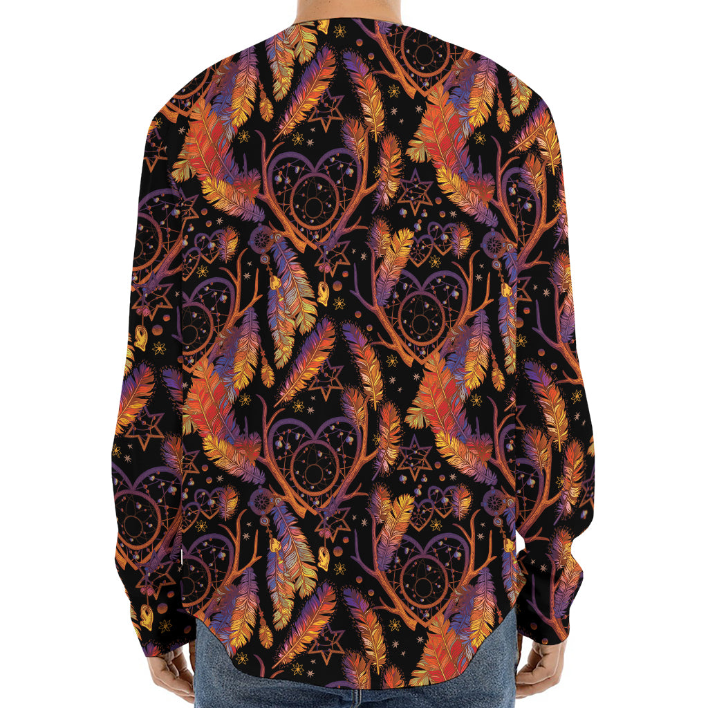 Indian Tribal Dream Catcher Print Long Sleeve Baseball Jersey