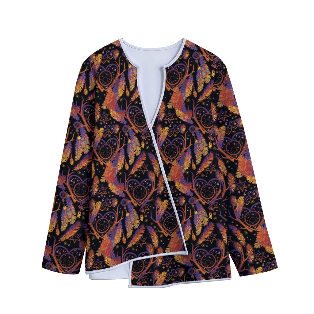 Indian Tribal Dream Catcher Print Long Sleeve Short Coat