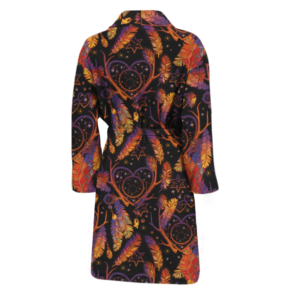 Indian Tribal Dream Catcher Print Men's Bathrobe