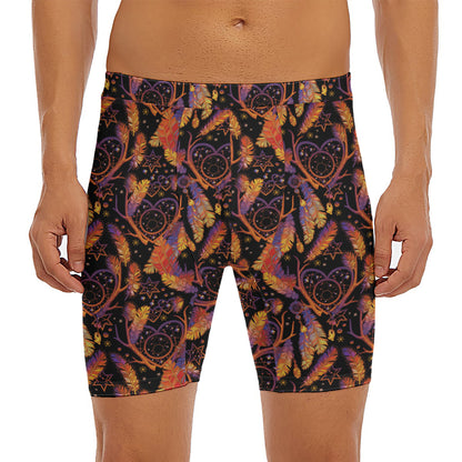 Indian Tribal Dream Catcher Print Men's Long Boxer Briefs