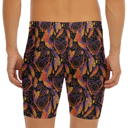 Indian Tribal Dream Catcher Print Men's Long Boxer Briefs
