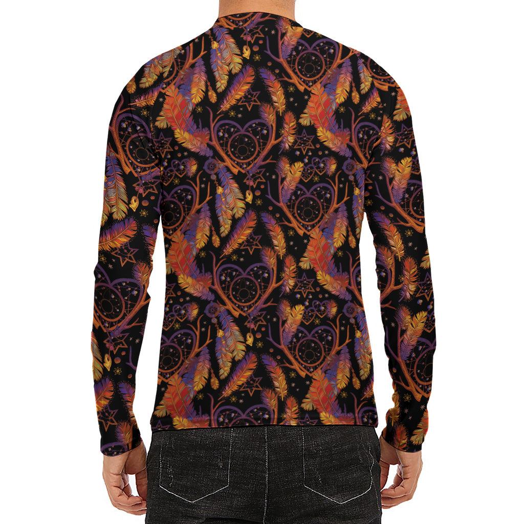 Indian Tribal Dream Catcher Print Men's Long Sleeve Rash Guard