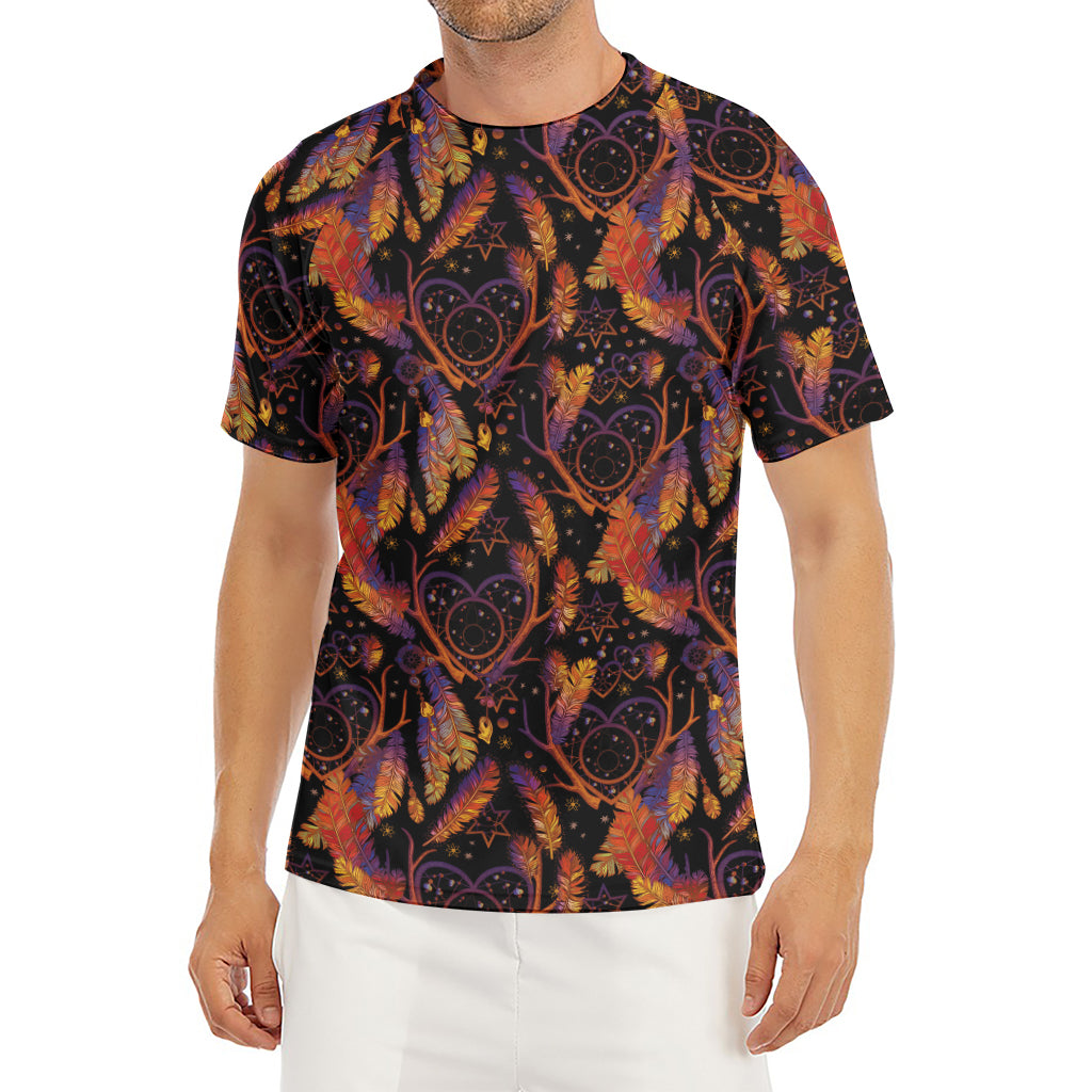 Indian Tribal Dream Catcher Print Men's Short Sleeve Rash Guard