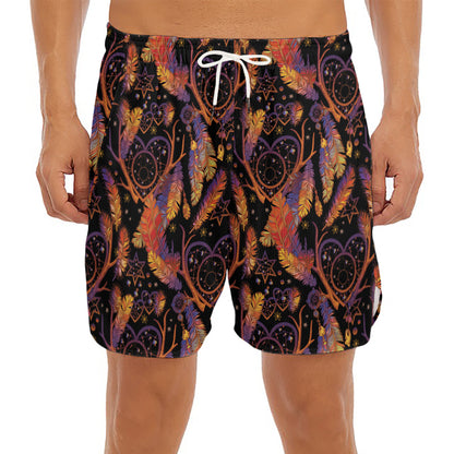 Indian Tribal Dream Catcher Print Men's Split Running Shorts
