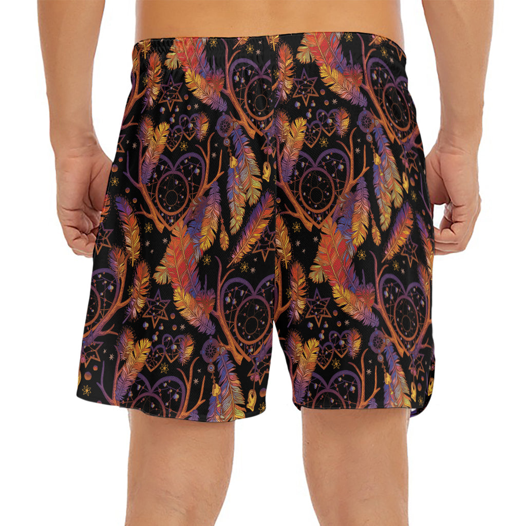 Indian Tribal Dream Catcher Print Men's Split Running Shorts